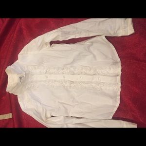 Authentic Armani white button down shirt w/ruffles